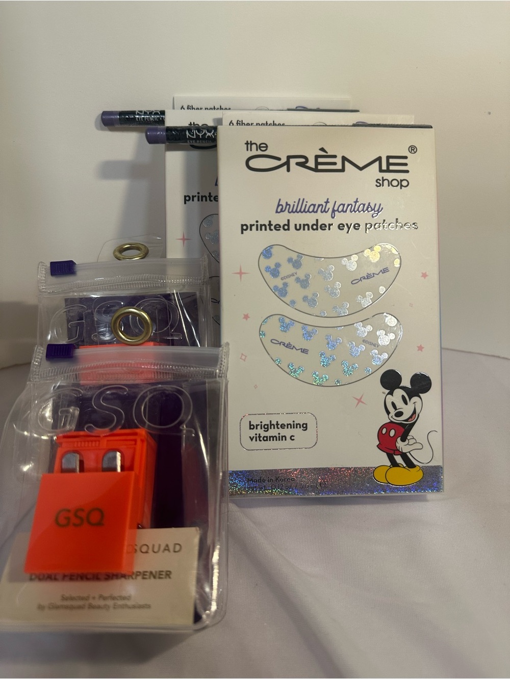 The Crème Shop Disney Silver Mickey Mouse Eye Patches NYX Purple Eyeliner Bundle